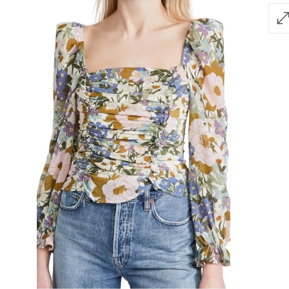 ASTR THE LABEL Tonina Top Off White Retro Floral Size Small